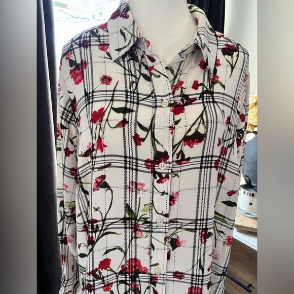 RACHEL Rachel Roy Floral Plaid Blouse - Picture 2 of 6